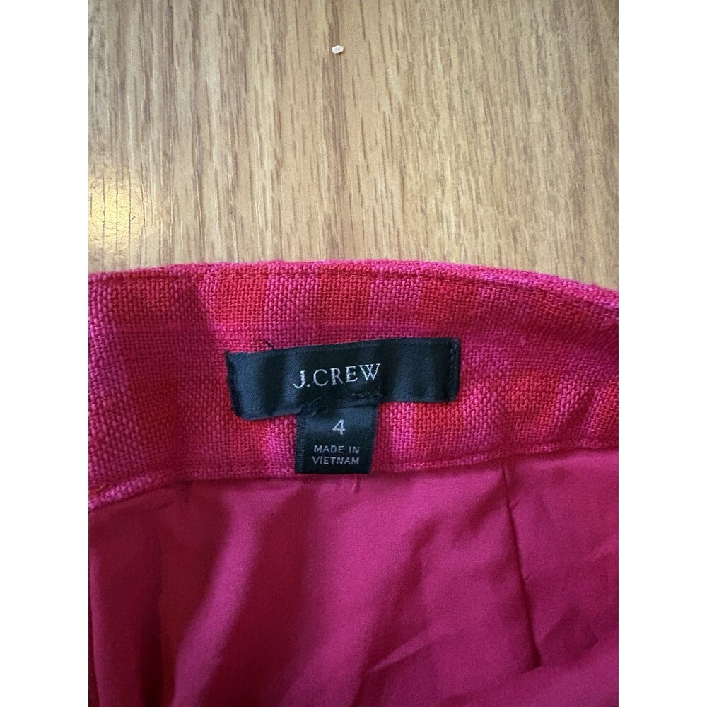 J Crew Pink Gingham Flap Front Pocket Mini Skirt Size 4 - Picture 3 of 5